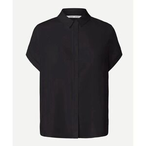 Samsøe Samsøe Shirt S Black Majan SS Minimalist Quiet Luxury Oversized Chic Top